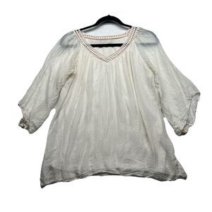 Made in Italy Womens Silk Crochet Flowy Boho Top Size M Romantic Fairy *READ